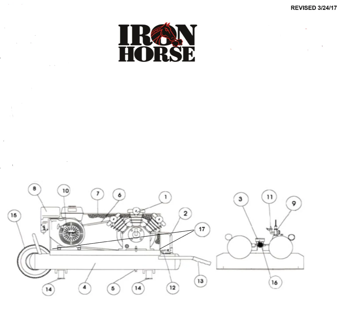 Iron Horse 6 Horse Power 10 Gallon Air Compressor Wheelbarrow - Image 2