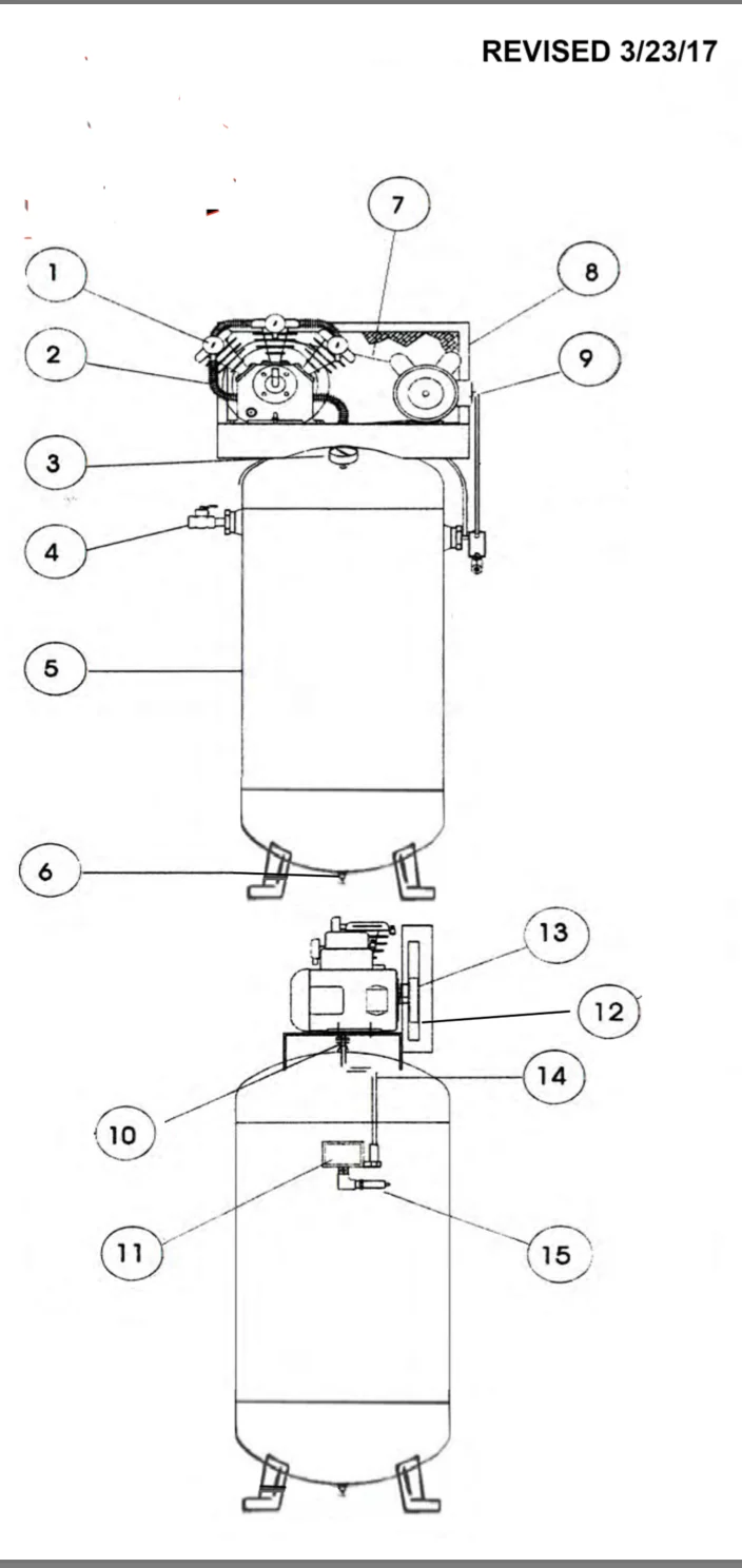 Iron Horse 80 Gallon Two Stage Air Compressor 460 Volt 3 Phase - Image 4