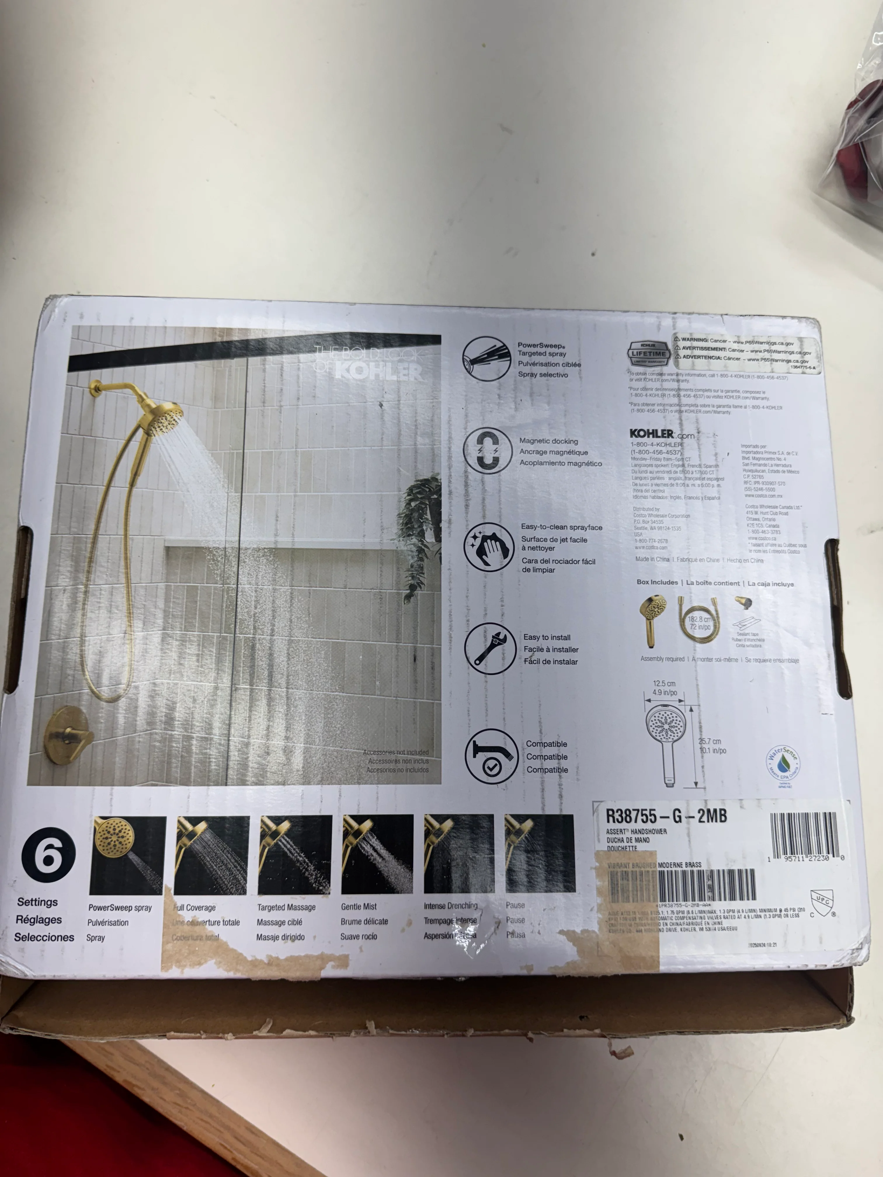 Kohler Assert Modern Brass Multifunction Shower Head Open Box - Image 4