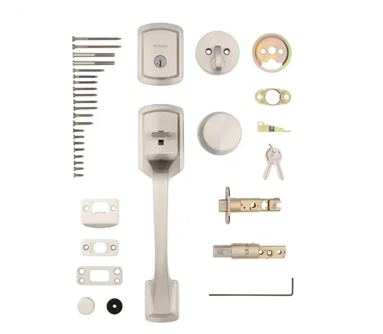 Kwikset Prague Satin Nickel Single Cylinder Entry Door Handleset with Round Pismo Knob Featuring SmartKey Security - Image 4
