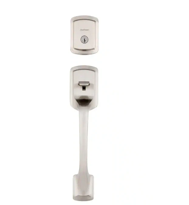 Kwikset Prague Satin Nickel Single Cylinder Entry Door Handleset with Round Pismo Knob Featuring SmartKey Security - Image 5