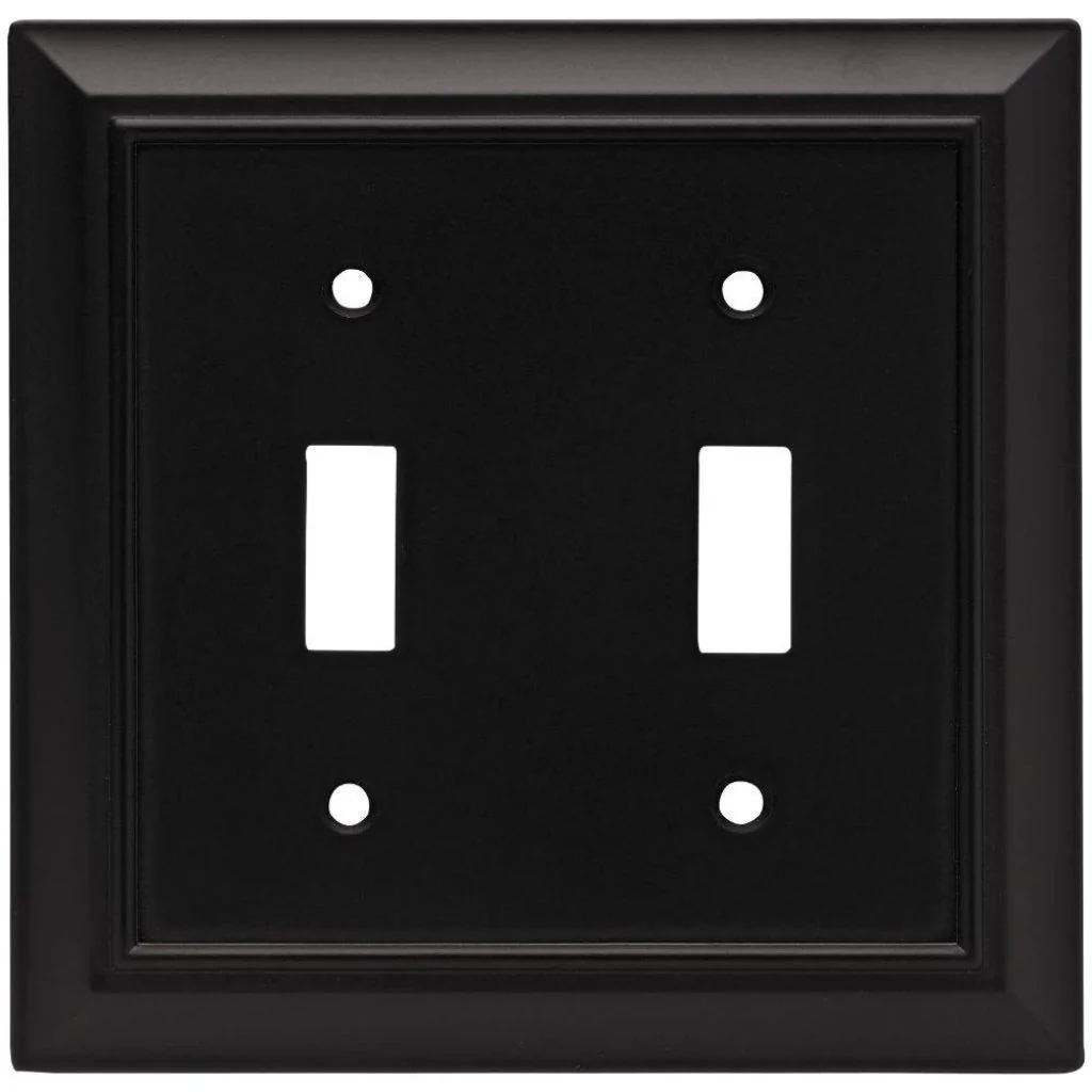 Liberty Architectural Decorative Double Switch Plate Matte Black Damaged Box