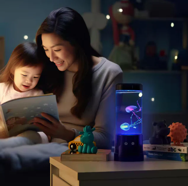 Lifehaus 9 in. Black Indoor Jellyfish Table Lamp with RGB LED Damaged Box - Image 4