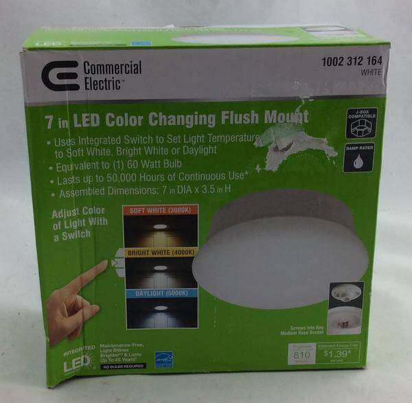Lightbulb Replacement 7 in. Round 60-Watt Equivalent White Integrated LED Flush Mount with Color Changing Feature Damaged Box - Image 2