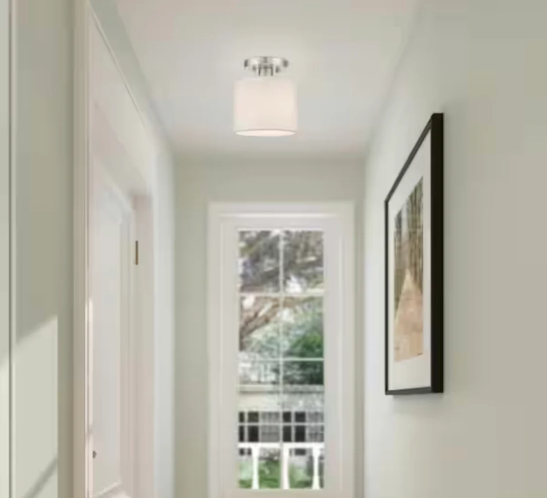 Livex Lighting Meadow 1 Light Brushed Nickel Semi Flush Mount - Damaged Box - Image 3