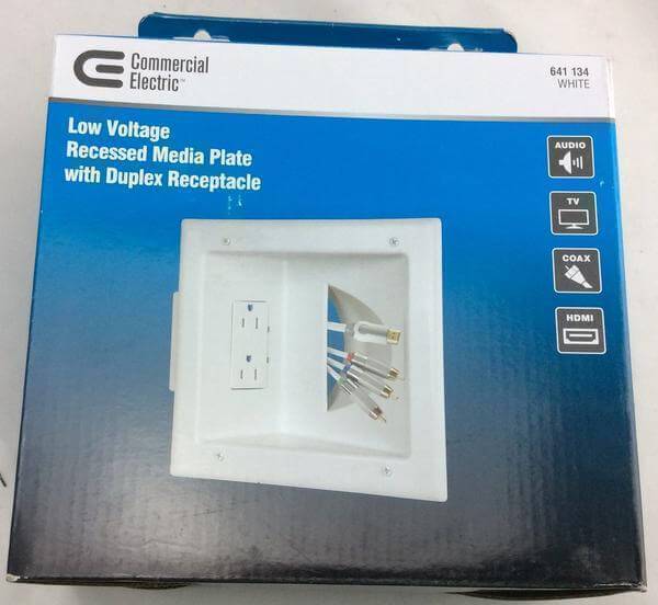 Low-Voltage Recessed Media Plate with Duplex Receptacle Damaged Box - Image 2