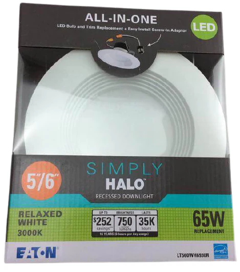 Simply Halo LT 5 inch and 6 inch White Integrated LED Recessed Ceiling Light Fixture Retrofit Downlight Trim 90 CRI 3000K Soft White - Image 2