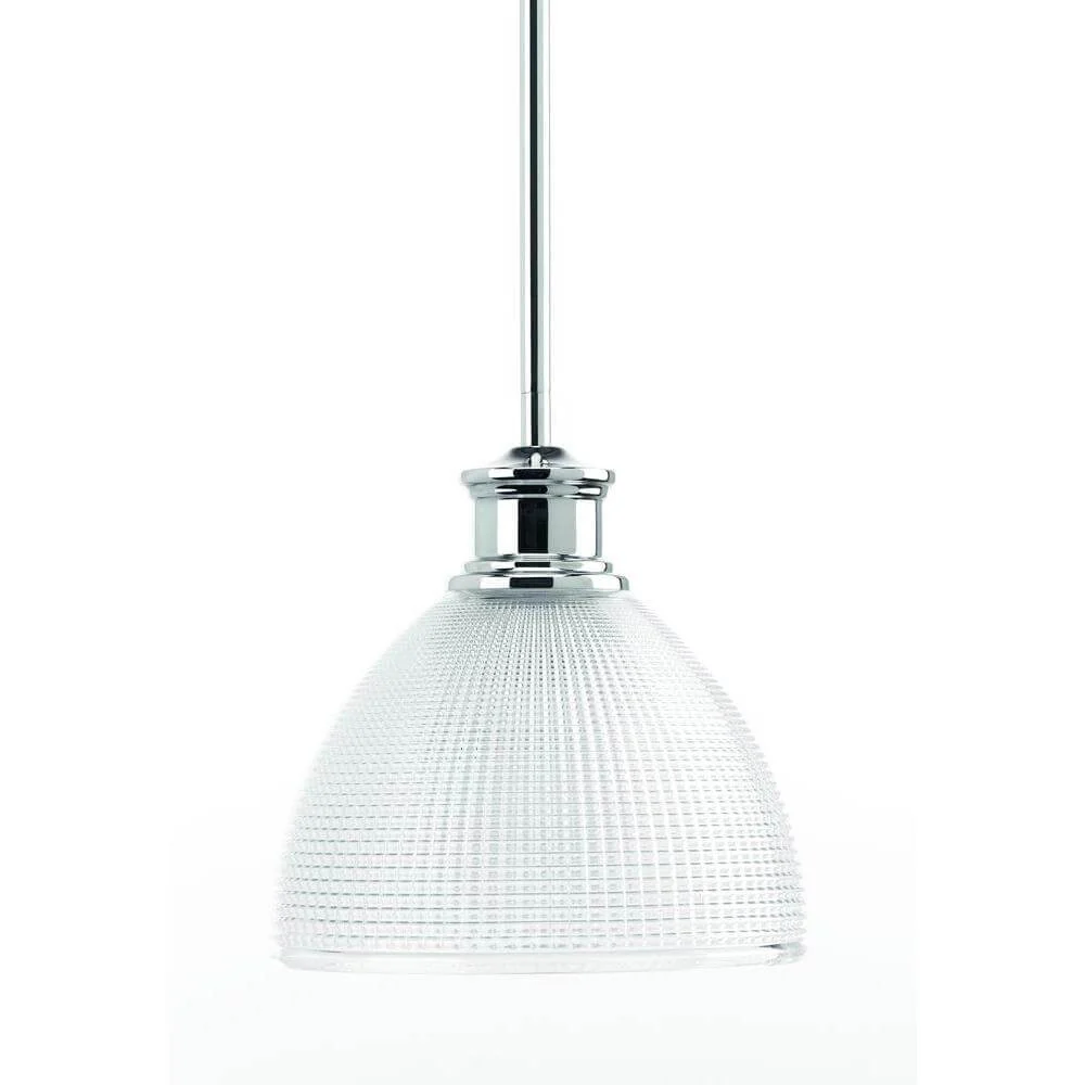 Lucky collection polished chrome mini pendant with clear double prismatic glass damaged box