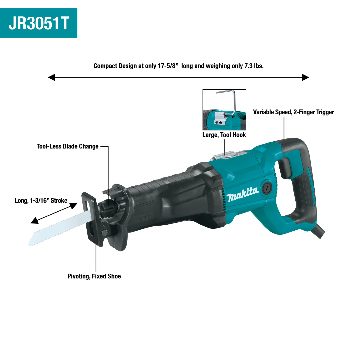 Makita 12 Amp Corded Reciprocating Saw Factory Serviced - Image 2