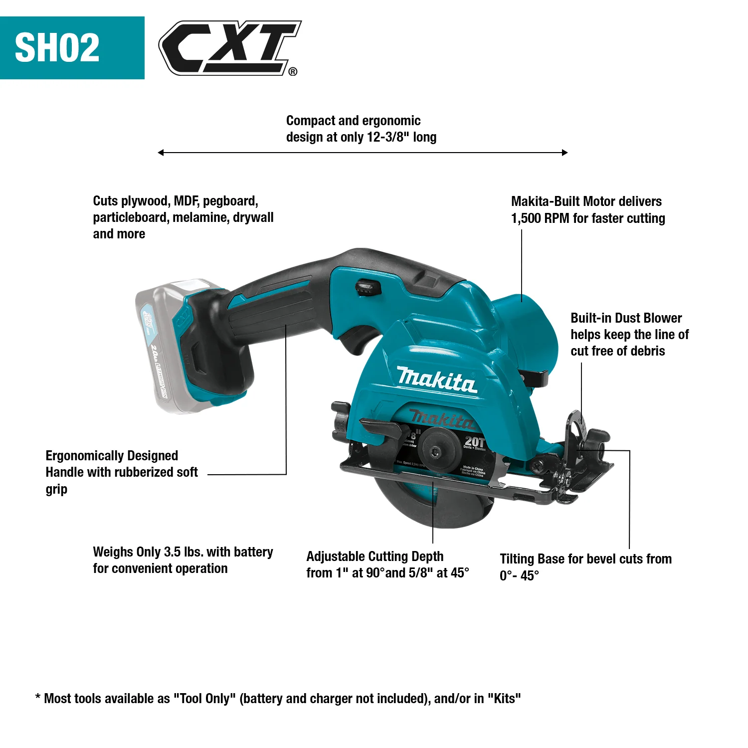 Makita 12 Volt CXT 3 3/8 Inch Circular Saw Factory Serviced - Image 3
