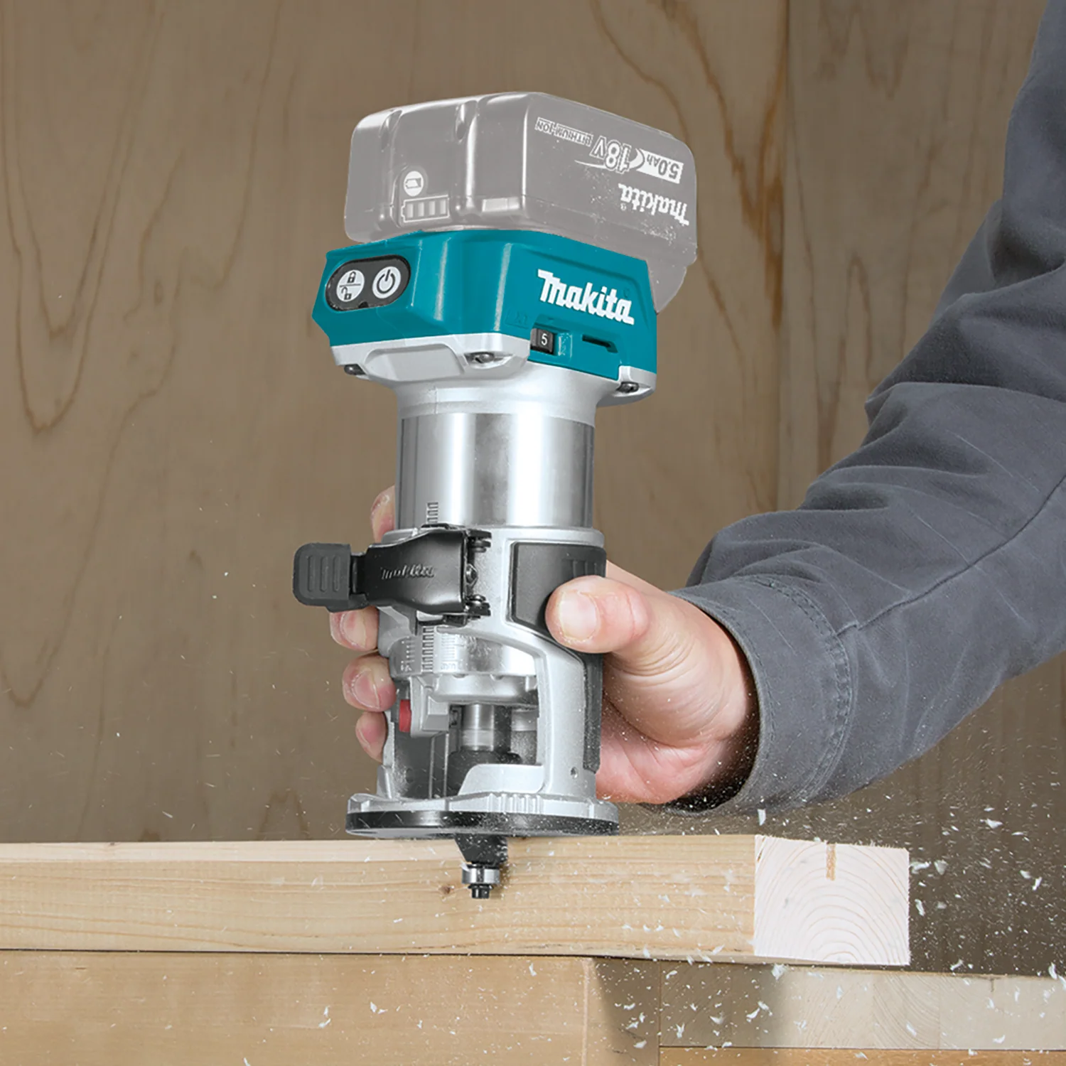 Makita 18 Volt LXT Lithium Ion Brushless Cordless Compact Router Factory Serviced Tool Only - Image 3