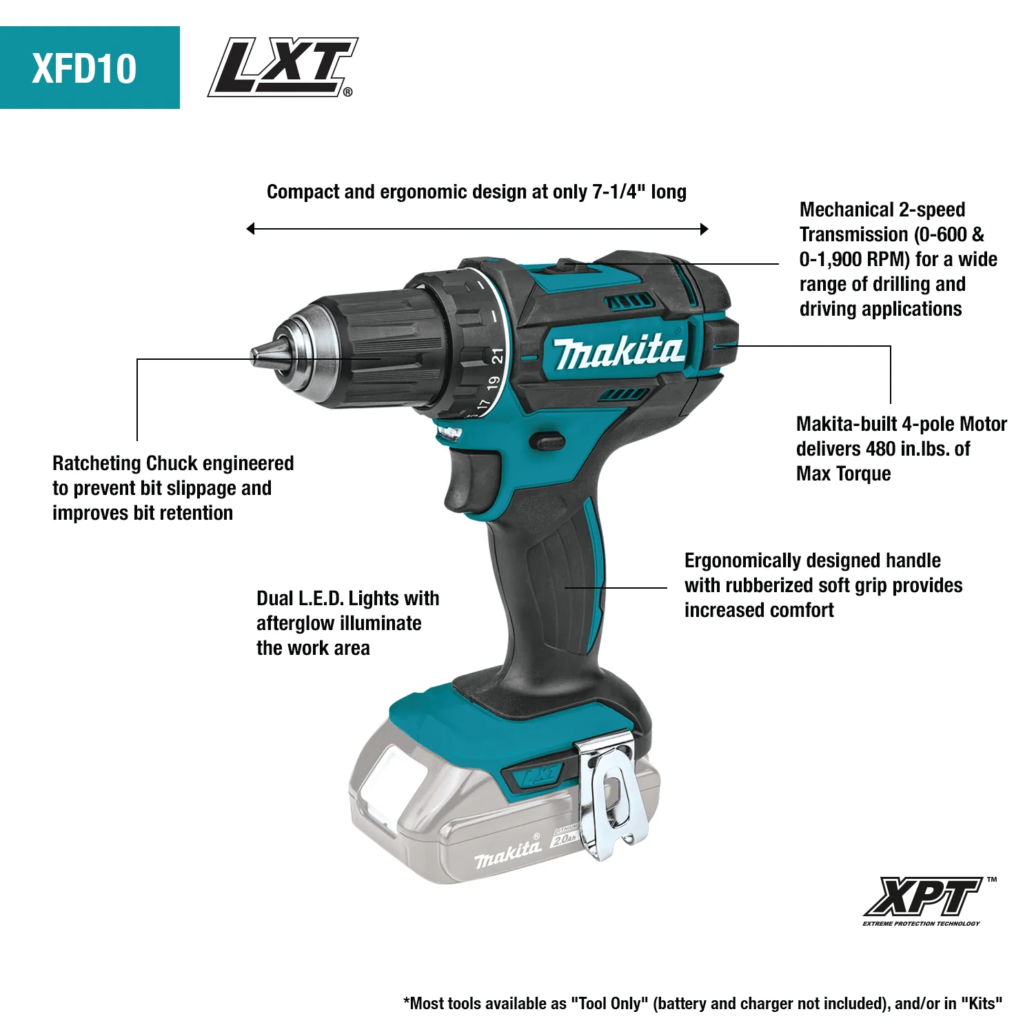 Makita 18 Volt LXT Lithium Ion Cordless 1/2 Inch Driver Drill Factory Serviced Tool Only - Image 7