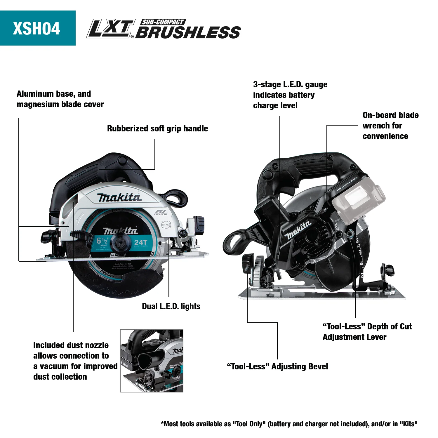 Makita Circular Saw 6 1/2 Inch 18 Volt Tool Only Factory Serviced - Image 14