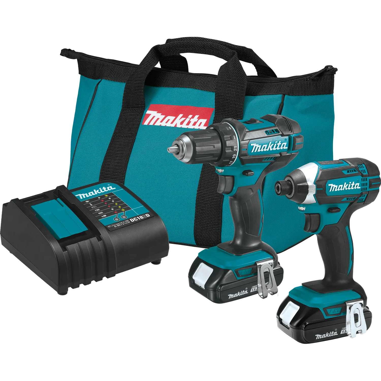 Makita 18 Volt LXT Lithium Ion Compact Cordless 2 Piece Combo Kit Factory Serviced OUT OF STOCK 8-25-23