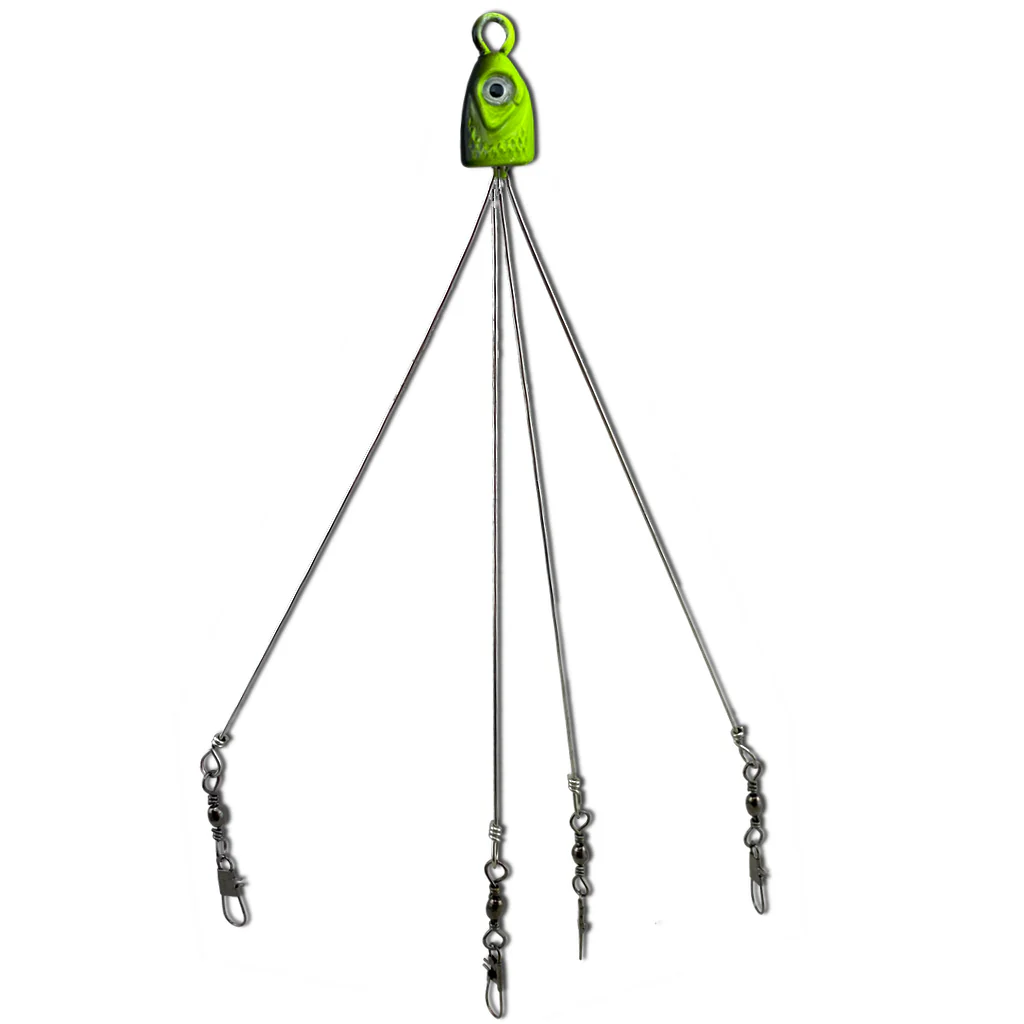 Paps Umbrella Fishing Rig 2 Pack 4 Hook Lime