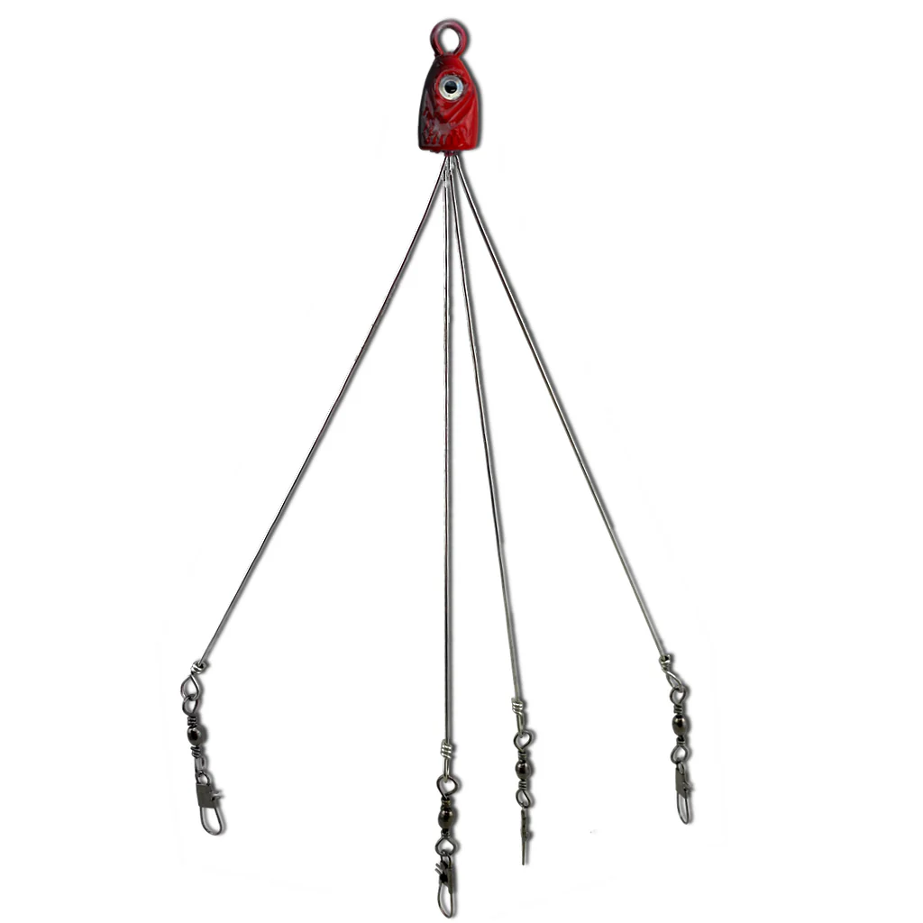 Paps Umbrella Fishing Rig 2 Pack 4 Hook Red