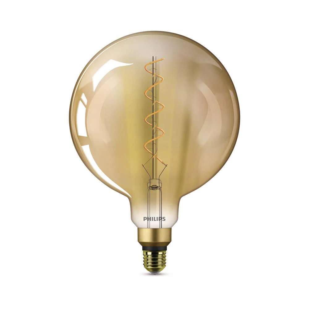 Philips 25 Watt Equivalent G63 Dimmable Vintage Glass Edison LED Large Light Bulb Amber Warm White (2000K) Damaged Box