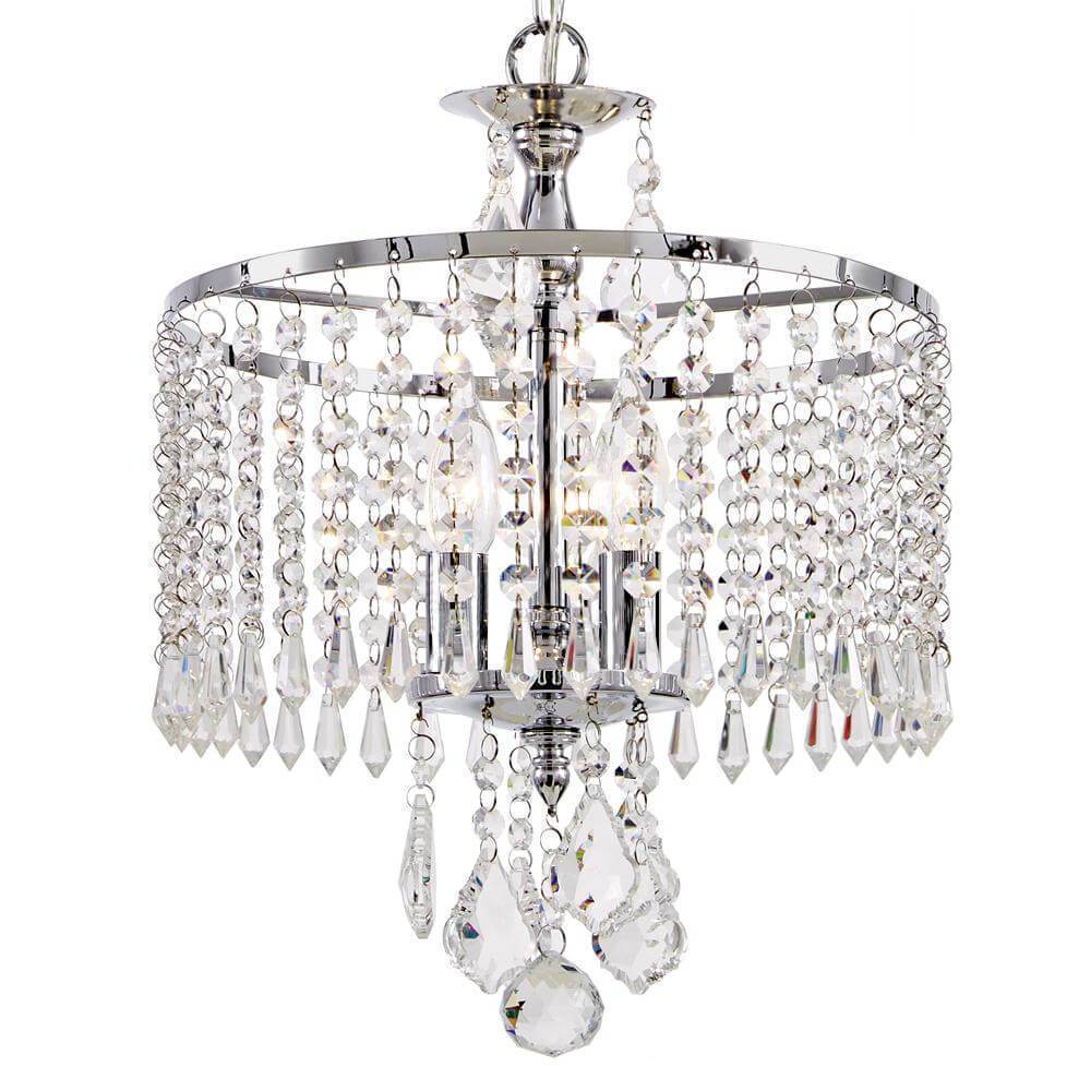 Polished chrome mini-chandelier with hanging crystals damaged box