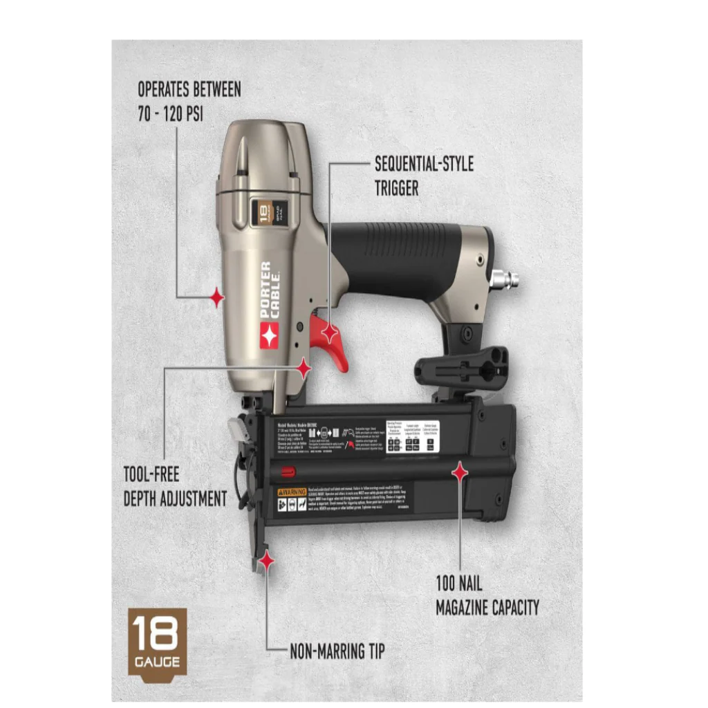 Porter Cable 18 Gauge Pneumatic Brad Nailer Kit Used - Image 2