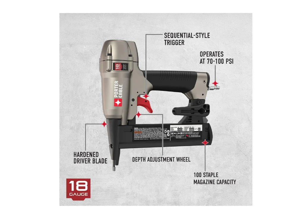 Porter Cable Pneumatic 18 Gauge 1 1/2 in. Narrow Crown Stapler Kit Used - Image 4