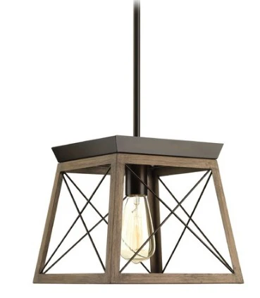 Progress Lighting Briarwood Antique Bronze with Faux-Painted Wood Pendant Light *Damaged Box* - Image 2