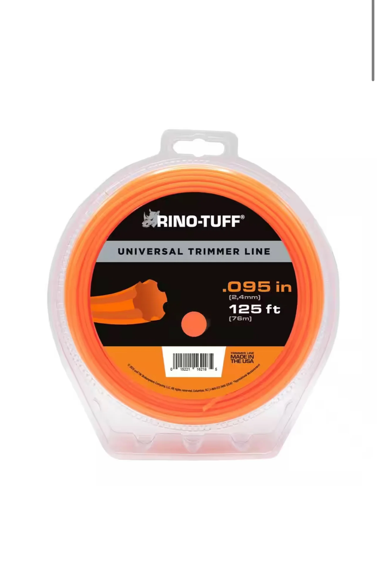 Rhino Tuff Universal Fit .095 in. x 125 ft. Gear Replacement Line for Gas and Select Cordless String Grass Trimmer Part/Lawn Edger New