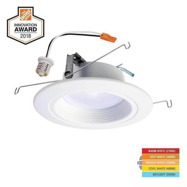 Halo RL 5 Inch and 6 Inch White Integrated LED Recessed Ceiling Light Trim at Selectable CCT 2700K 5000 665 Lumens Damaged Box