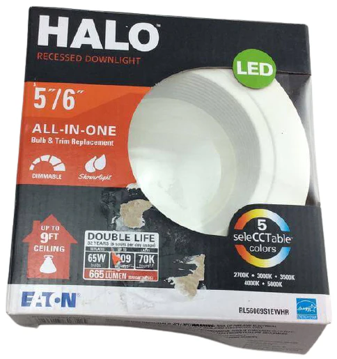 Halo RL 5 Inch and 6 Inch White Integrated LED Recessed Ceiling Light Trim at Selectable CCT 2700K 5000 665 Lumens Damaged Box - Image 2