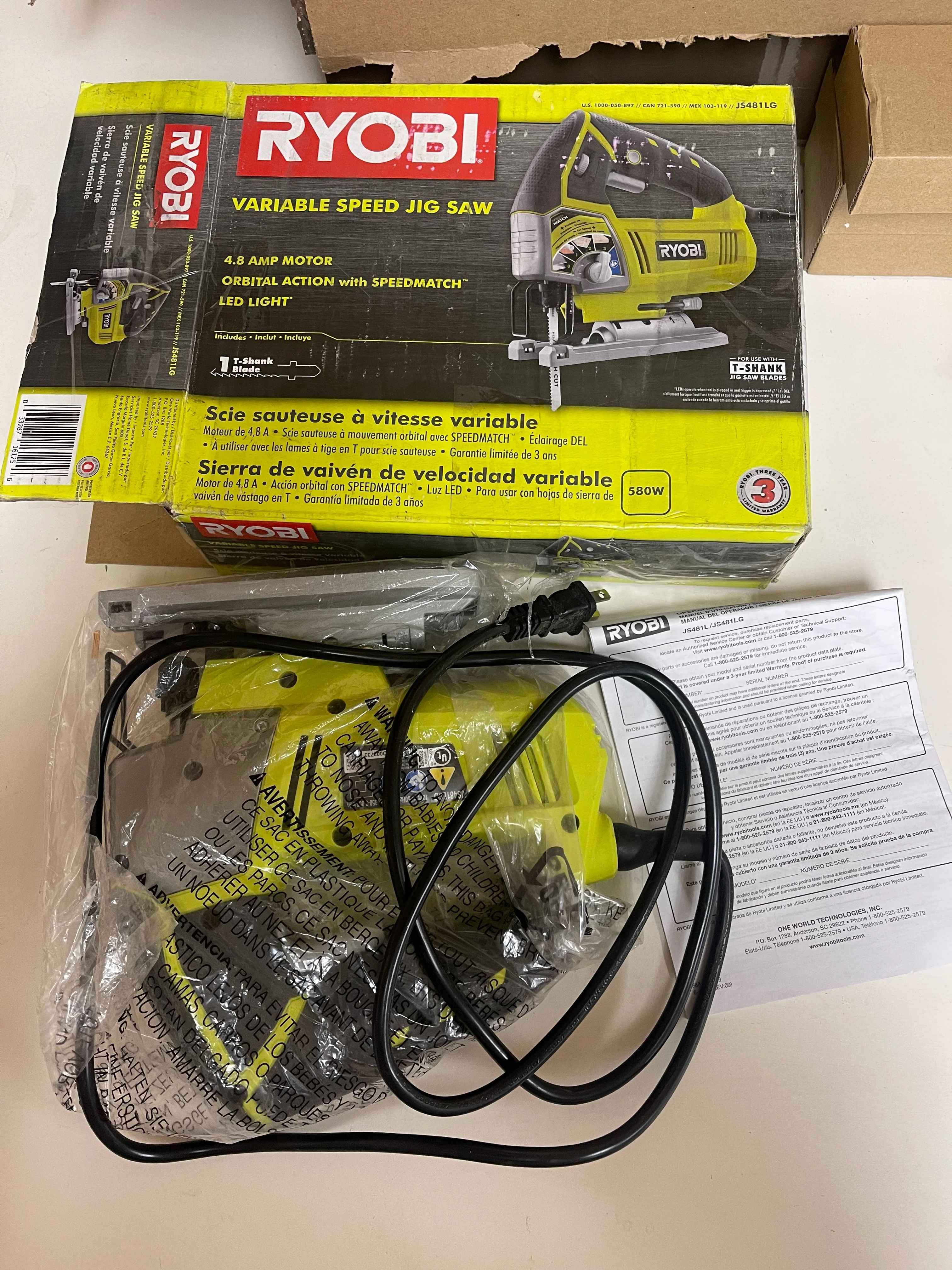 Ryobi 4.8 Amp Corded Variable Speed Orbital Jig Saw Damaged Box - Image 6