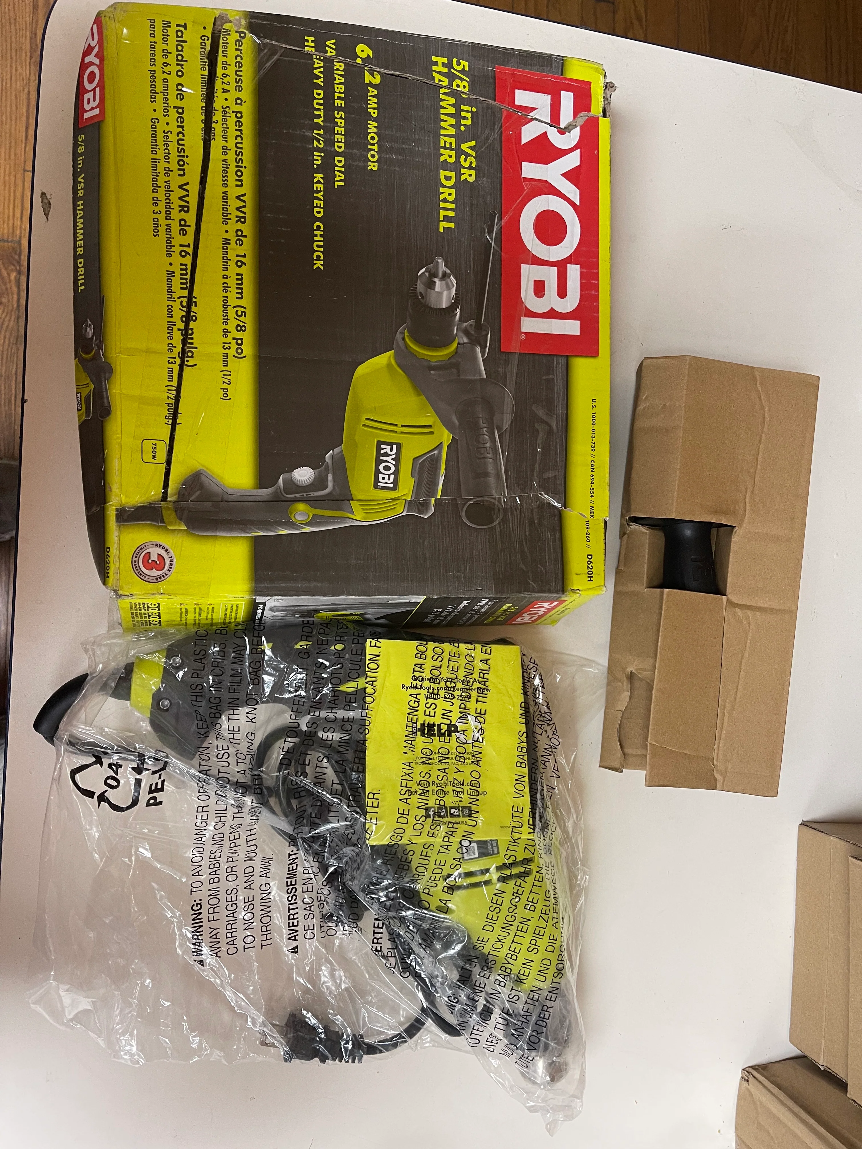 Ryobi 5/8in VSR 6.2 Amp Hammer Drill Damaged Box (Tool Only) - Image 6