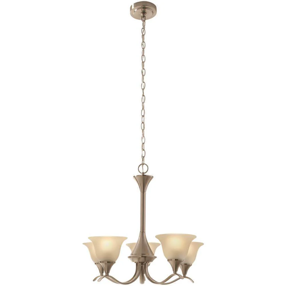 Santa Rita brushed nickel chandelier with glass shades damaged box