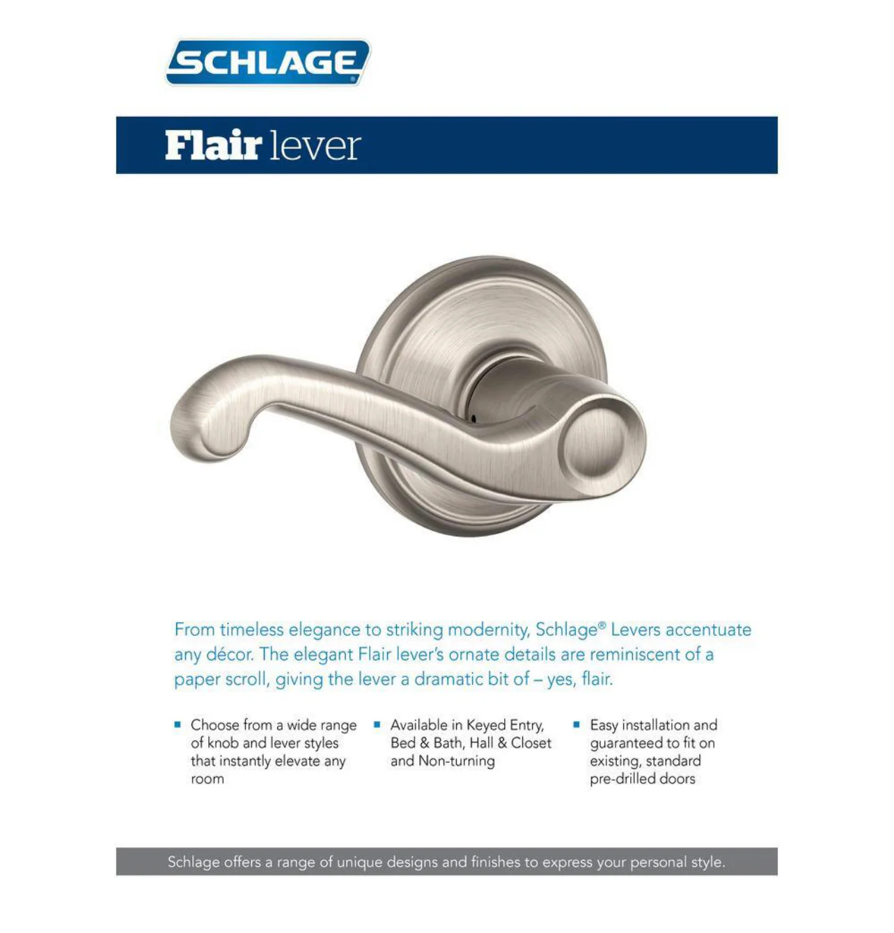 Schlage Flair Aged Bronze Right Handed Dummy Door Handle Damaged Box - Image 5