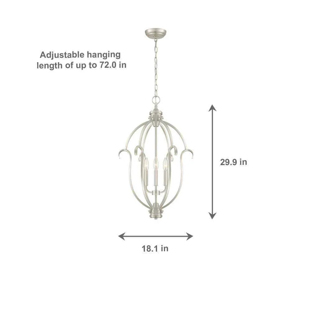 Sherwood 3-Light Steel Brushed Nickel Hanging Pendant Damaged Box - Image 2