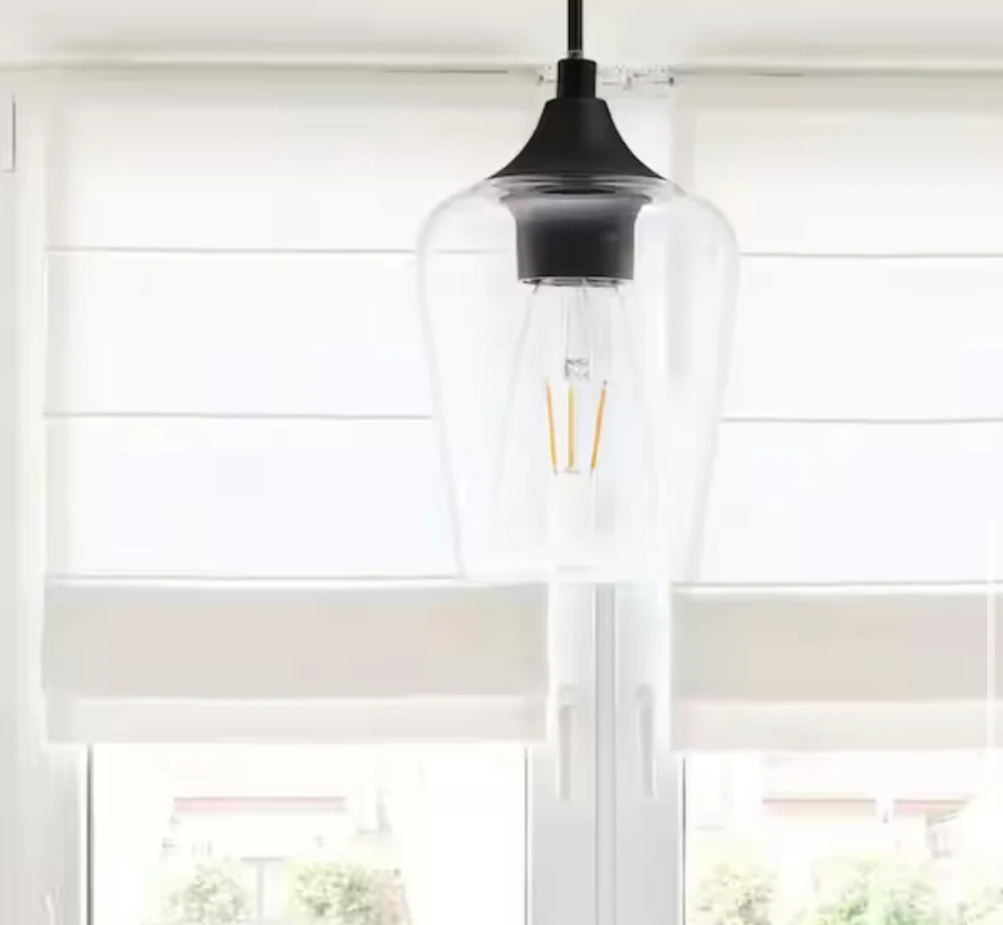 Top Rated Merra 5 in. W x 6 in. H 1-Light Matt Black Pendant with Clear Glass Shade - Damaged Box - Image 3