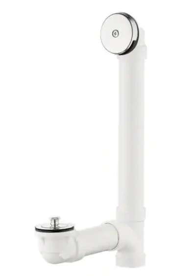 Twist and Close 1-1/2 in. Schedule 40 White PVC Pipe Bath Waste and Overflow Drain in Chrome *DAMAGED BOX* - Image 2