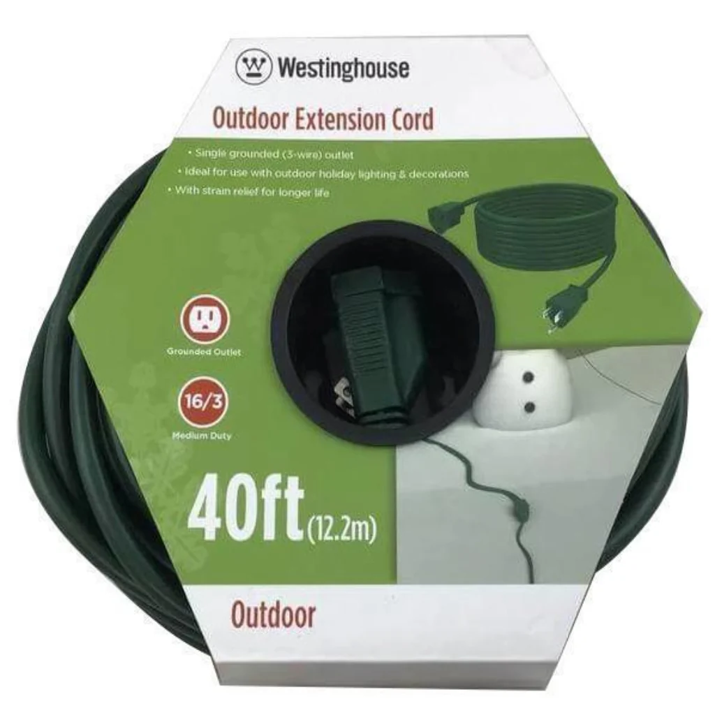 Westinghouse 40-Feet Outdoor Single Outlet Power Cord, Green Damaged Box - Image 2