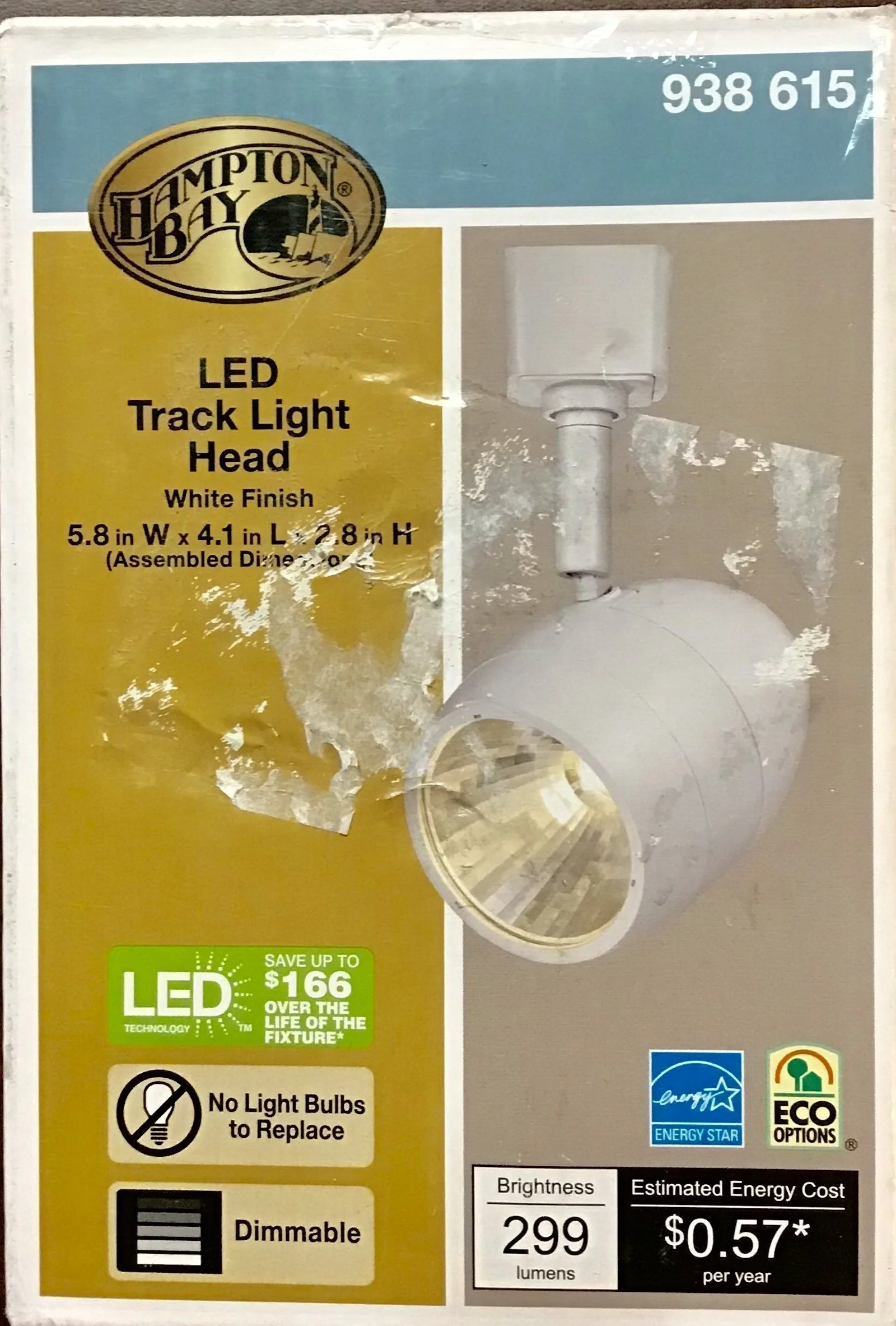 White dimmable LED track lighting head damaged box - Image 2