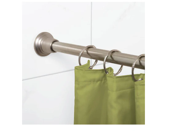 Zenna Home NeverRust Decorative Finial 46 in. to 72 in. Aluminum Adjustable Tension No-Tools Shower Curtain Rod in Brushed Nickel DAMAGED BOX - Image 2